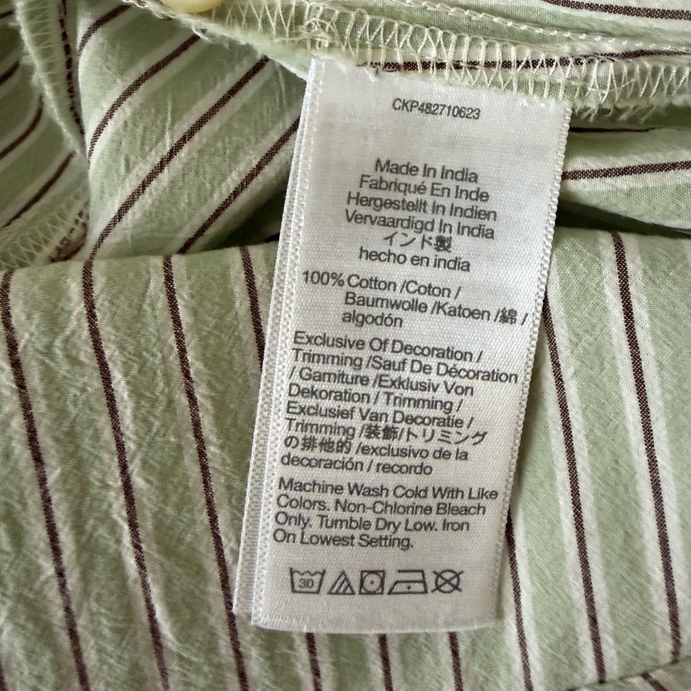 Madewell Sage Green Striped Smocked Midi Dress Size Large - Picture 5 of 5